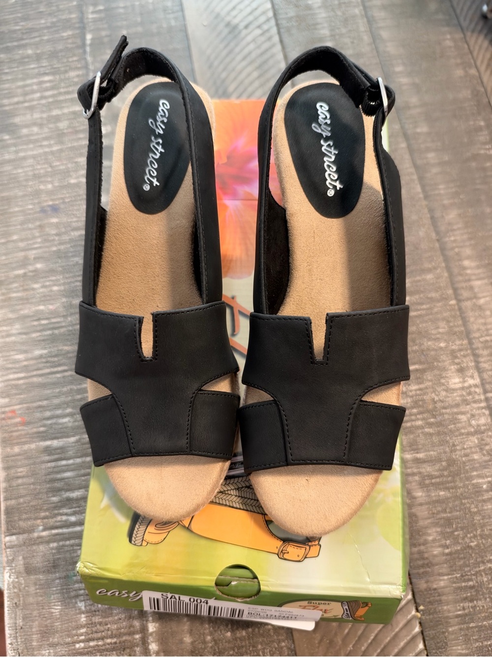 easy street Black Open-Toe Slingback Sandals